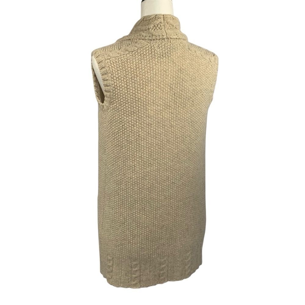 Eddie Bauer Cable Knit Vest Hand Knit Look Wool Oatmeal Heritage Cottage Coastal - Picture 8 of 12